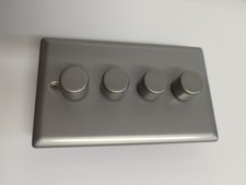 Volex Crabtree 4 Gang 1 Way Dimmer Switch 250W Satin Chrome Angled - 86115