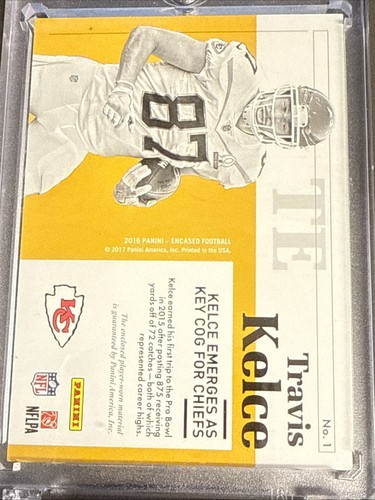2016 Encased Football Travis Kelce Pro Bowl Jumbo Materials #1 KC Chiefs /49 - Picture 3 of 3