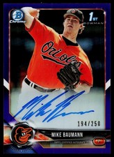 2018 Bowman Chrome #BCPA-MB Mike Baumann Prospects Auto Purple Refractor /250