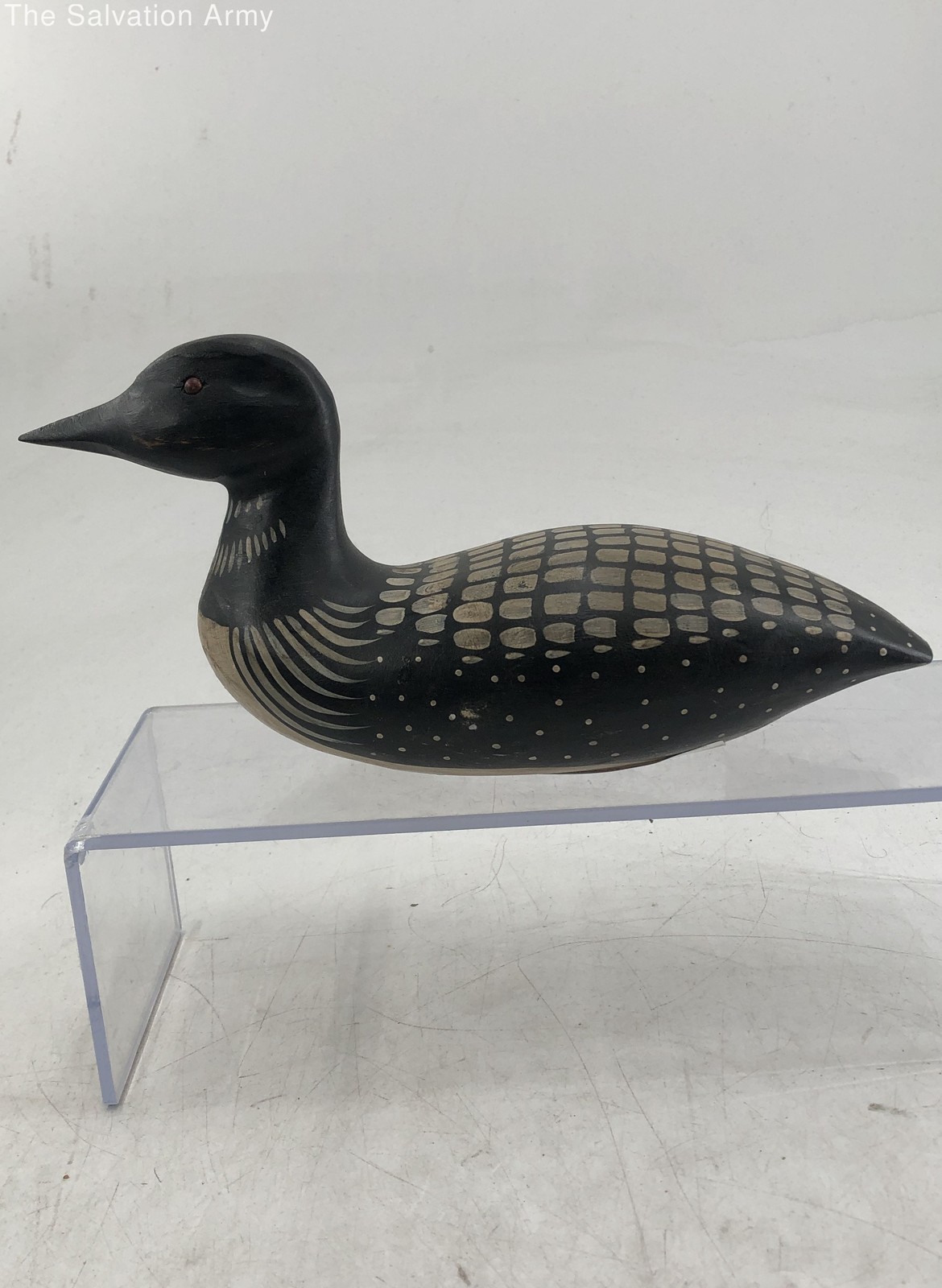 Black Cream Hand Carved Wooden Collectible Hunting Sports Loon Decoy