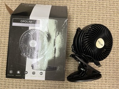 OPOLAR CLIP ON FAN For Desk College  RECHARGEABLE BATTERY, BLACK Model F901