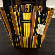 Longaberger Multicolor Striped Tote Snap Closure Double Handles Inner Pockets