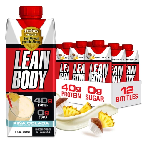 Lean Body Ready-to-Drink Pina Colada Protein Shake 40g Protein 17 Fl Oz 12 P...