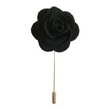 Men's Lapel Flower Stick Brooch Pin Boutonniere for Suit Tuxedo Corsage Black
