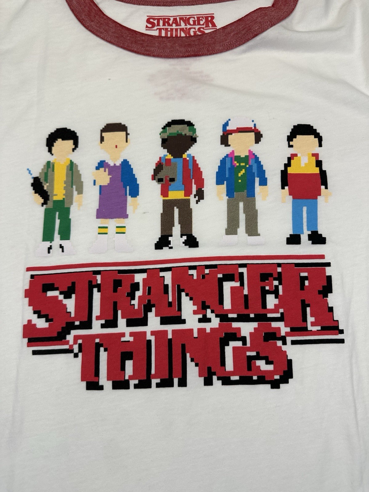 Stranger Things Pixel Characters Ringer T-Shirt W… - image 4