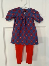 Tea Collection Vibrant Blue and Red Kids Set Tunic And Cropped Leggings Sz 3-12M