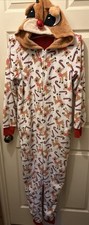 Rudolph The Red Nose Reindeer Pajama Adult Medium 8-10Hooded Candy Cane Pattern