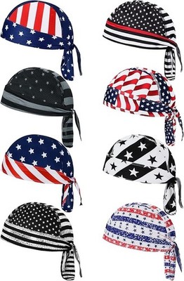 8 Pack Do Rag Skull Caps for Men Sweat Wicking Doo Rags Cooling Helmet Liner ...