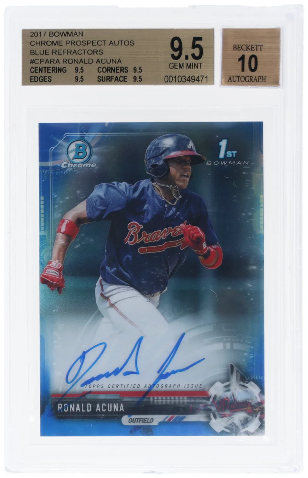 2017 Ronald Acuna Jr. BGS 9.5 10 Bowman Chrome Pros Auto Blue Refractor 50/150