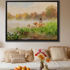 Labrador Framed Oil Painting Canvas Print Dog Home Decor Living Room Art