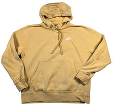 Nike Hoodie Womens Small Beige Cream Embroidered Swoosh Pullover Fleece