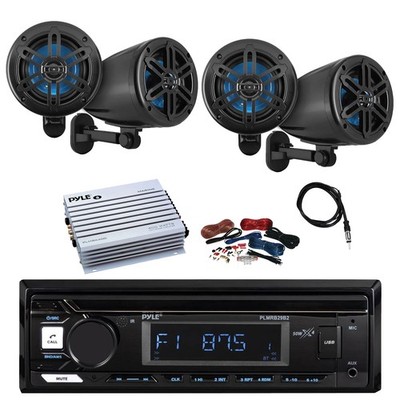 Pyle Marine Bluetooth Receiver, 4x 5.25   Off-Road Speakers, Amp,Kit, Antenna