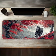 A Large Electronic Sports Gaming Mouse Pad Featuring a Silver Armored Warrior