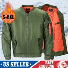 Mens Heavy Weight MA-1 Flight Bomber Jacket Full Zip Outerwear Winter Coat