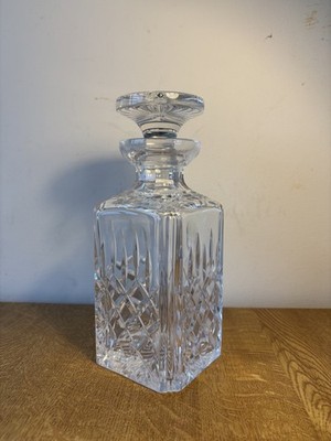 Schwere Vintage Kristallglas Karaffe quadratisch geschliffen Whisky Dekanter mit Stopfen 
