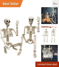 2 Pack 36"Halloween Skeleton - 3 ft Life Size Human Skeleton with Full Body P...