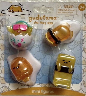 Gudetama The Lazy Egg 2'' Mini Figures Party, DJ, Sushi, Rolling - Sanrino 4 Pack