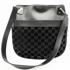 Bolso de Hombro GUCCI GG Patrón 001.3307 Gamuza/Cuero Negro Unisex #URB379