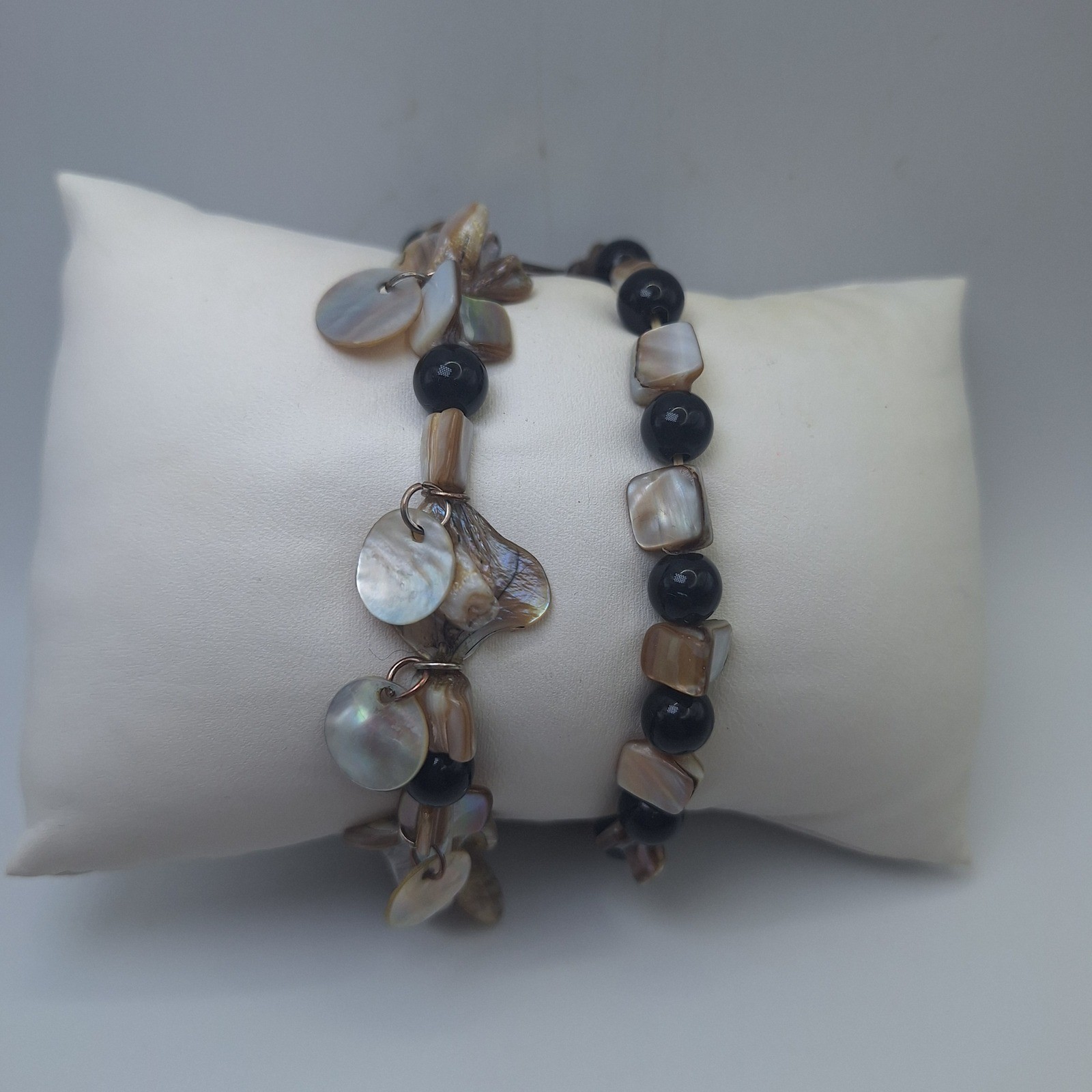 Boho Shell Beaded Stretch Bracelets Set Natural M… - image 1