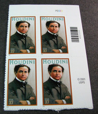 US Stamp Plate Block Scott# 3651 Harry Houdini MNH 2002 H378