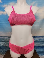 NWT Cupshe Women's Two Piece Bikini Size Large Textured Pink Yellow Black