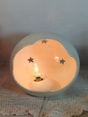 Orb Star Night Light Ceramic White Moon Round Lamp Mood Lighting  8.5''