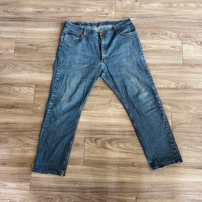 Wrangler Authentic Jeans Mens 40x30 Relaxed Fit Blue Denim Straight Leg 9TRLADI