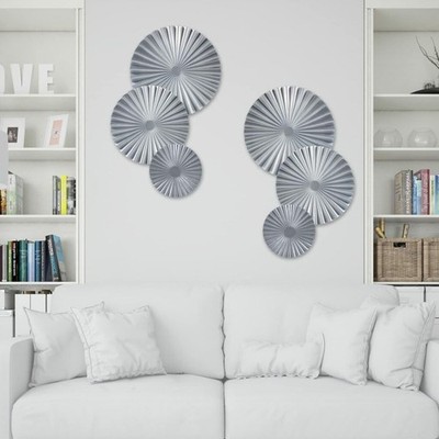 BOTAOYIYI Silver Wall Art Set Of 6, Silver Wall Decor, Metal