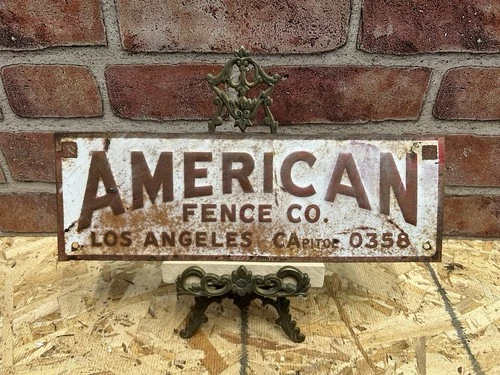 Signs Original Fence Co Advertising Gas Oil American Metal Embossed Vintage