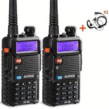 2X RADIO RICESTRAMITTENTE AD ALTA POTENZA DUAL VHF/UHF CON AURICOLARI 128 CANALI