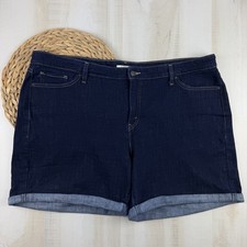 Levi s Womens Plus Size 22W Denim Stretch Blue Dark Wash Cuffed Classic Shorts