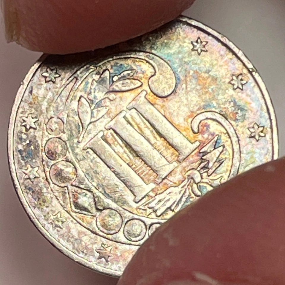 1862/1 Over 1 Three Cent Silver Trime Almost Uncirculated AU Coin #29818 - Image 4 of 4