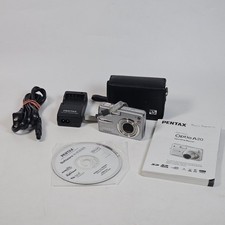 Pentax Optio A20 10MP Digital Camera Silver with Charger Manual Case USB Cable