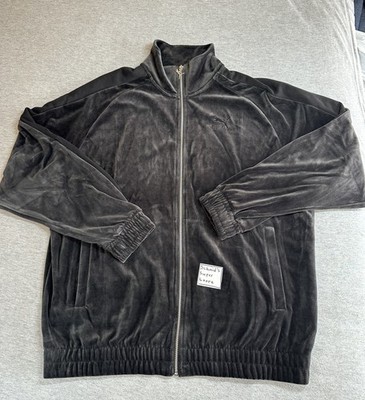 Puma Oversized Velour T7 Track Jacket Mens Medium Black Full Zip Retro 626712 01