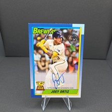 2025 Topps Series 2 JOEY ORTIZ 1990 Topps AUTO #90B2-JO Brewers On Card GOLD CUP