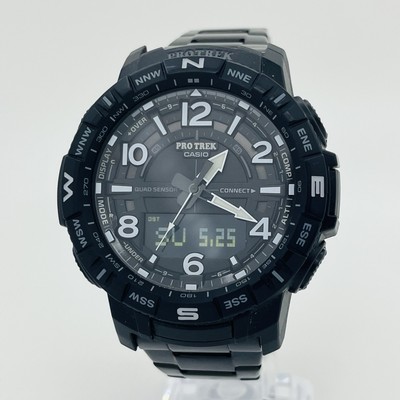 Casio Pro Trek Black Steel 10ATM 50mm Compass Bezel Multifunction Watch PRT-B50