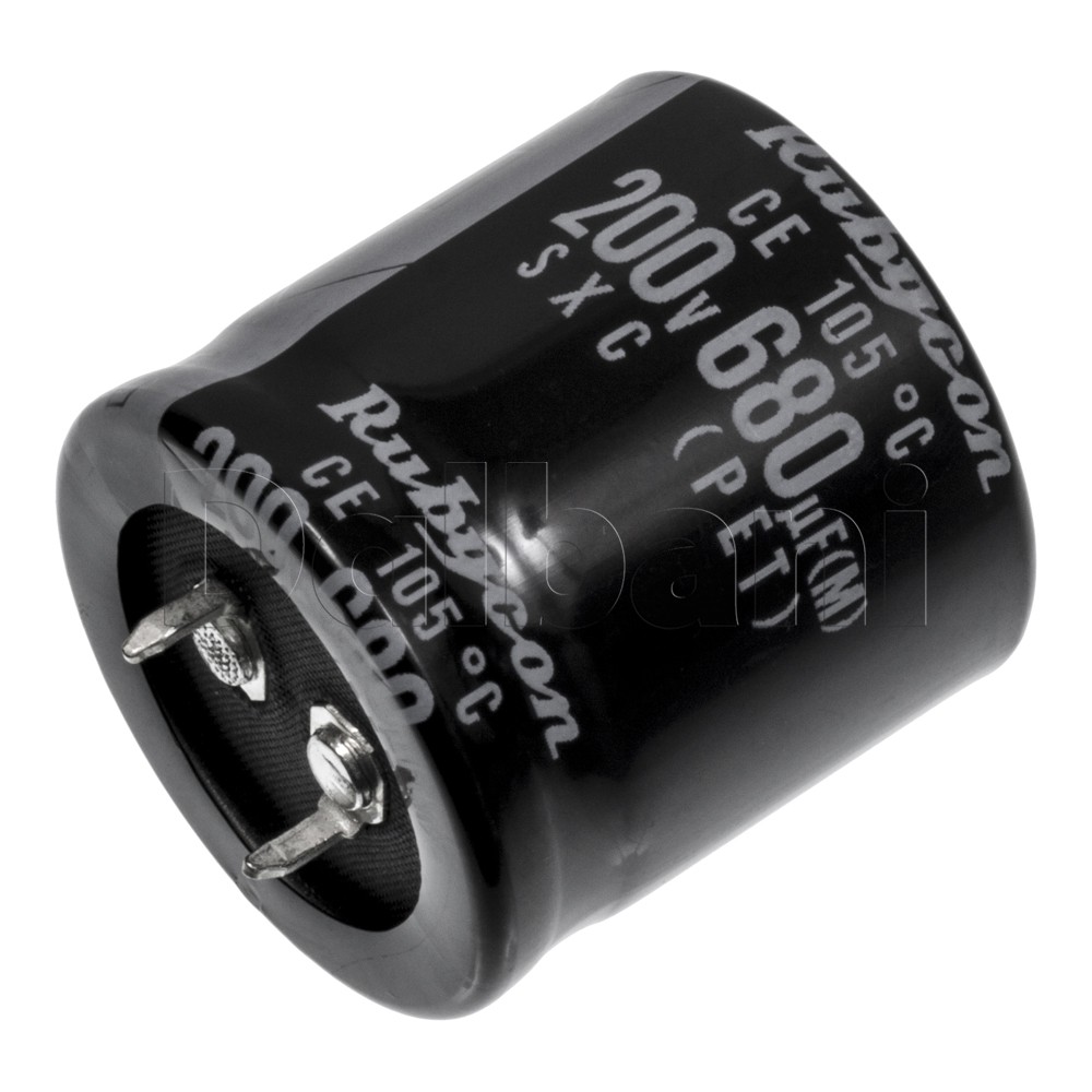 2 Condensatori Elettrolitici Rubycon 680uF 200V 105°C 30x30mm – Radiali SNAP-IN