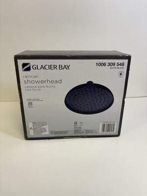 Glacier Bay Raincan  Shower Head, 1 Spray Setting, Matte Black New Sealed