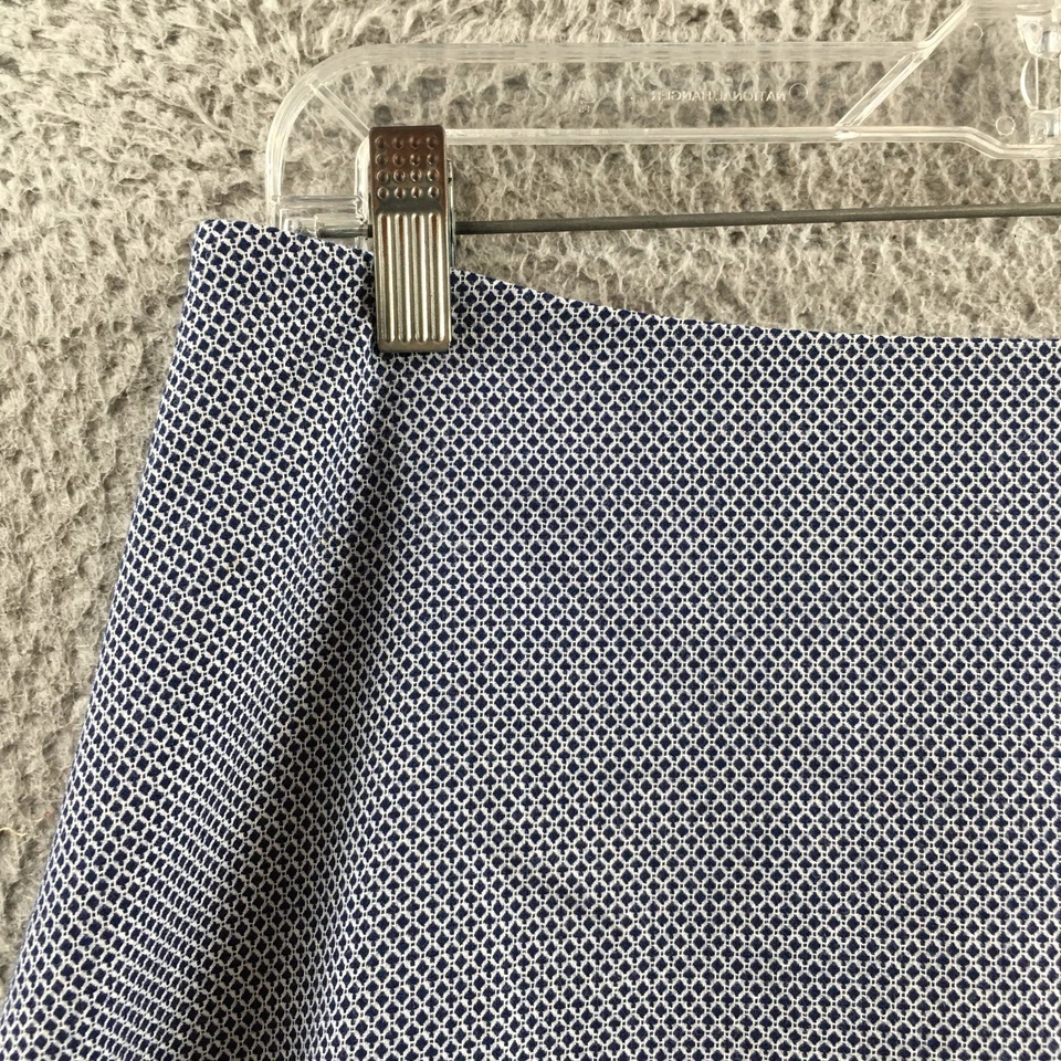 Tommy Hilfiger Falda Mujer 8 Azul Blanco Línea A Estampado Geométrico Cremallera Trasera Tweed Foto 3 de 4