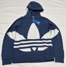 ADIDAS Boy  s Pullover Trefoil Logo Hoodie Blue Size Large Youth Kids