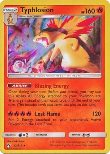 Lightly Played Typhlosion - 42/214 - Holo Rare Pokemon Lost Thunder