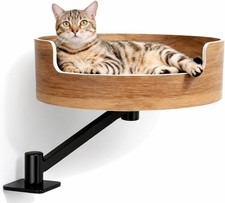 Elevated Cat Hammock, Space-Saving Cat Hammock for Desk, Walnut Wood