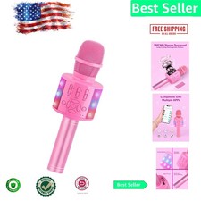 Kids Karaoke Microphone Light Toddler Girls Boys Toy Birthday Gift Age 3-10 Pink