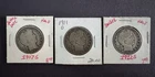 Barber Half Dollars Set Of 3 Silver 1907-s 1911-d 1912-s