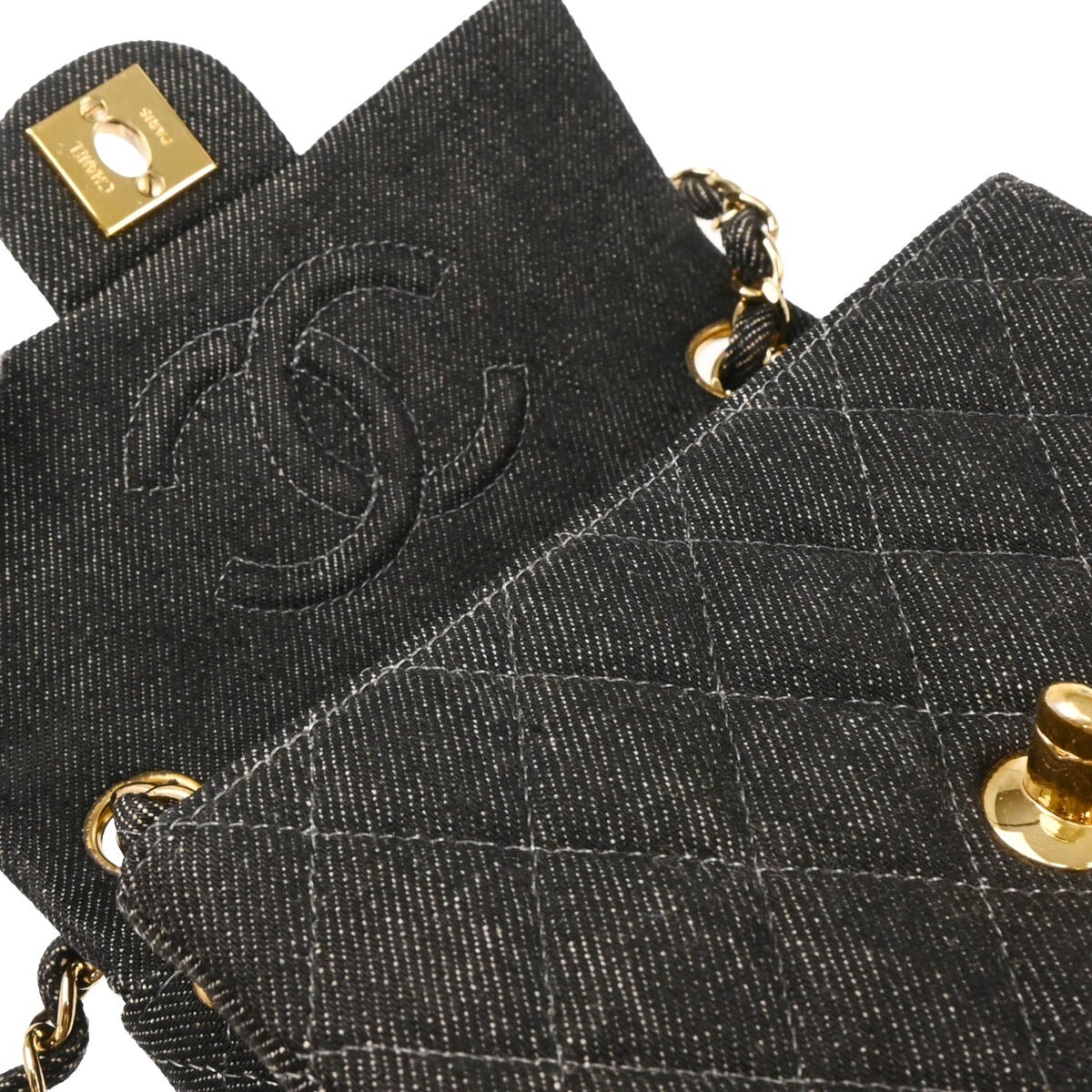 Chanel Black Denim Mini Classic Square Flap Bag 17 185461 | eBay