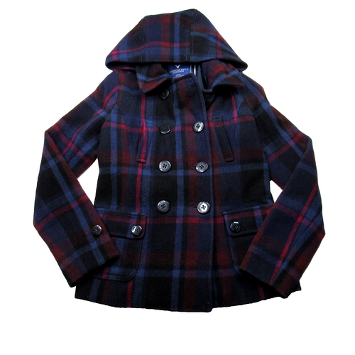 American Eagle Damen Mantel Größe Small kariert Wollmischung