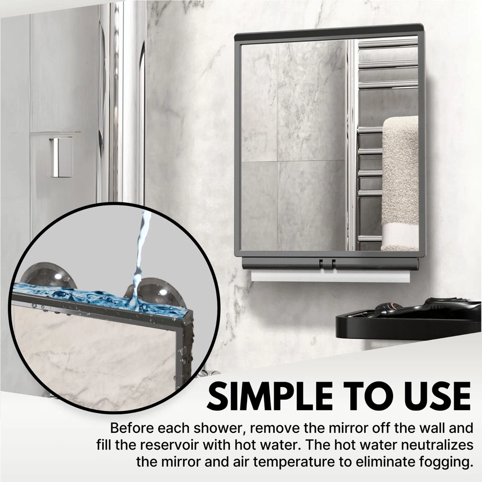 Bathroom Fogless Mirror - Wall Hanging Washroom Shower Shaving / Makeup Removal - Image 3 of 4