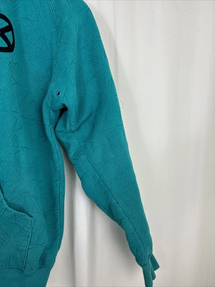 10 Deep Mens Large Full Zip Hoodie Teal Green Embroidered Stars - Imagem 4 de 4