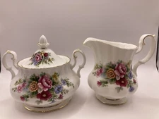 Royal Albert Chelsea Garden Bone China Creamer Sugar Bowl W Lid Mint
