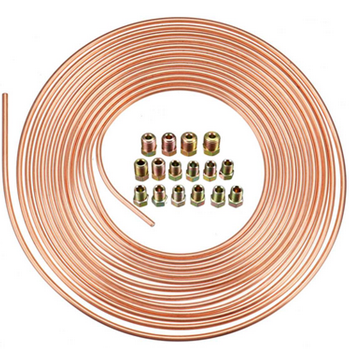 25ft 3/16" Copper Nickel Brake Line Kit – Coil Tubing With 16 Fittings & Nuts, BCSMMCAR